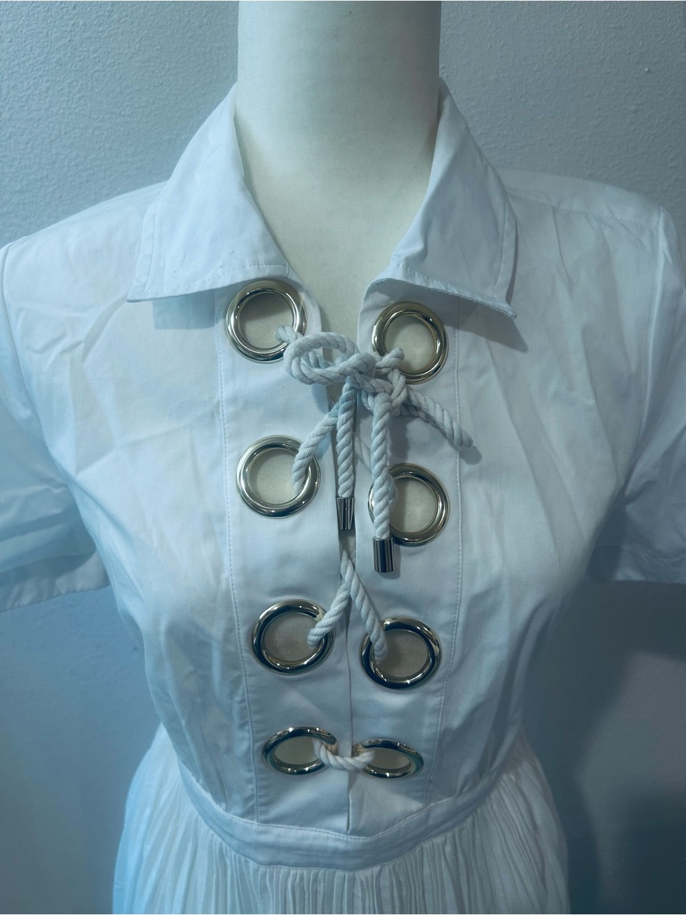 J. Crew White Lace-Up Grommet Button Down Top
